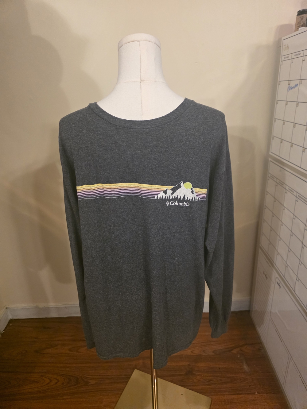 Columbia Men's Charcoal Long-Sleeve Mountain Graphic Shirt